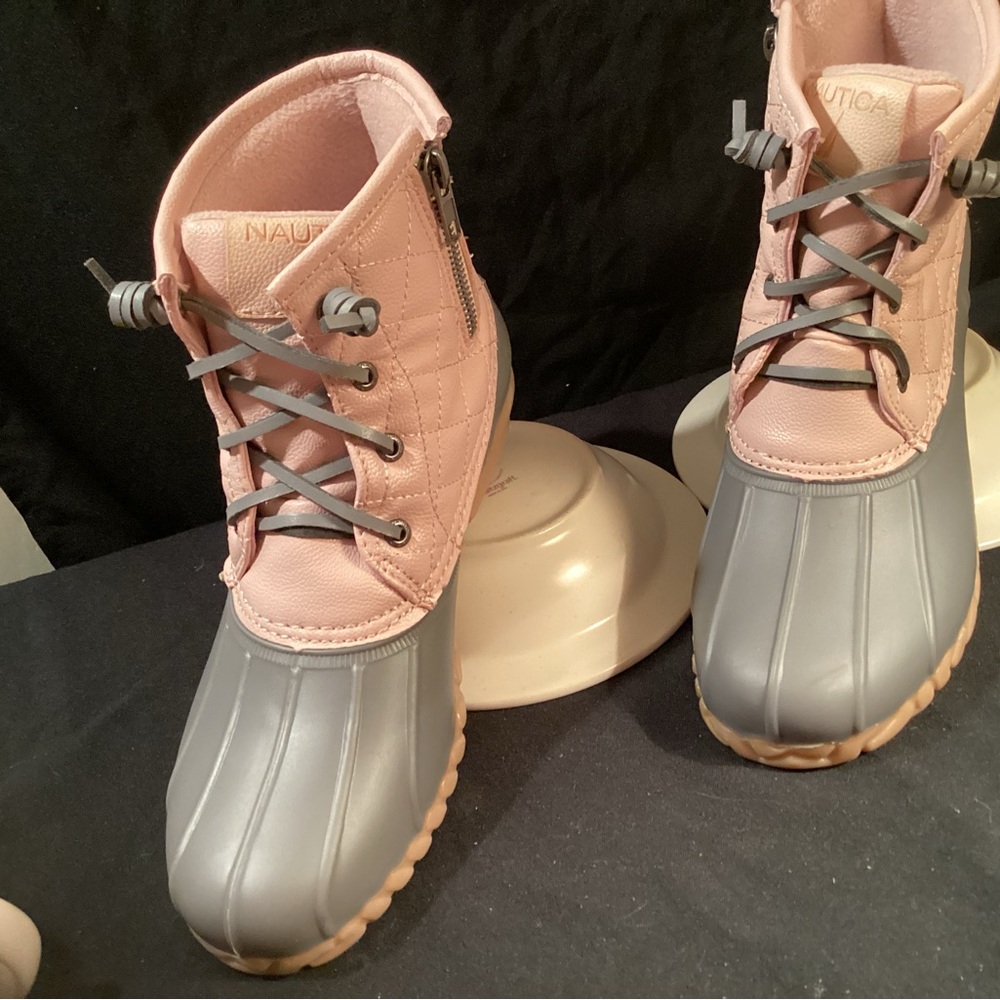 Nautica Women's Lace Up Pink and Gray Boots